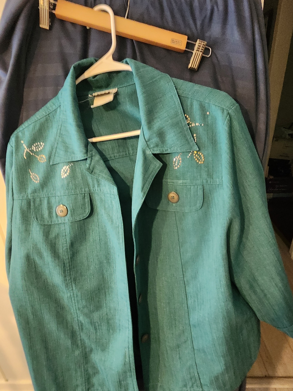 Embellished Teal Women's Blazer Jacket